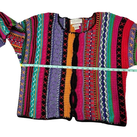 Casual Corner Limited Edition Knitted By Hand Cardigan Sweater Small Rainbow - Picture 7 of 8